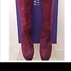 Stuart Weitzman maroon suede Knee High Boot Wedge